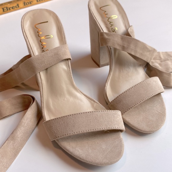 Alta Light Nude Suede Lace-Up Heels - Picture 2 of 8